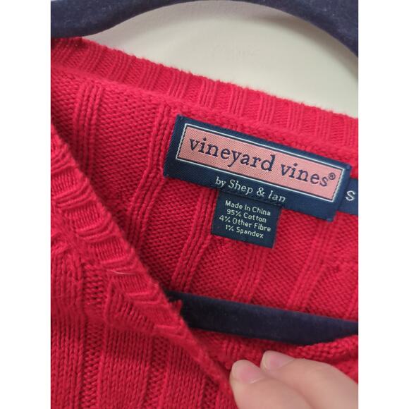 Vineyard Vines Red Cable Knit Crewneck Sweater - Picture 3 of 4